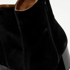 Bottines en Velours de Cuir Ginny noires - Talon 7,5 cm