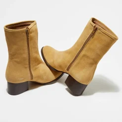 Bottines en Velours de Cuir Amelia beiges