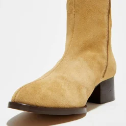 Bottines en Velours de Cuir Amelia beiges