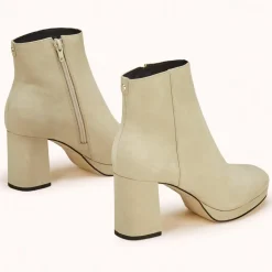 Bottines en Velours de Cuir Zorine beiges - Talon 7 cm