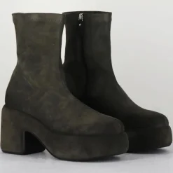 Bottines en Velours de Cuir grises - Talon 8 cm