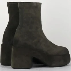 Bottines en Velours de Cuir grises - Talon 8 cm