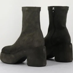 Bottines en Velours de Cuir grises - Talon 8 cm