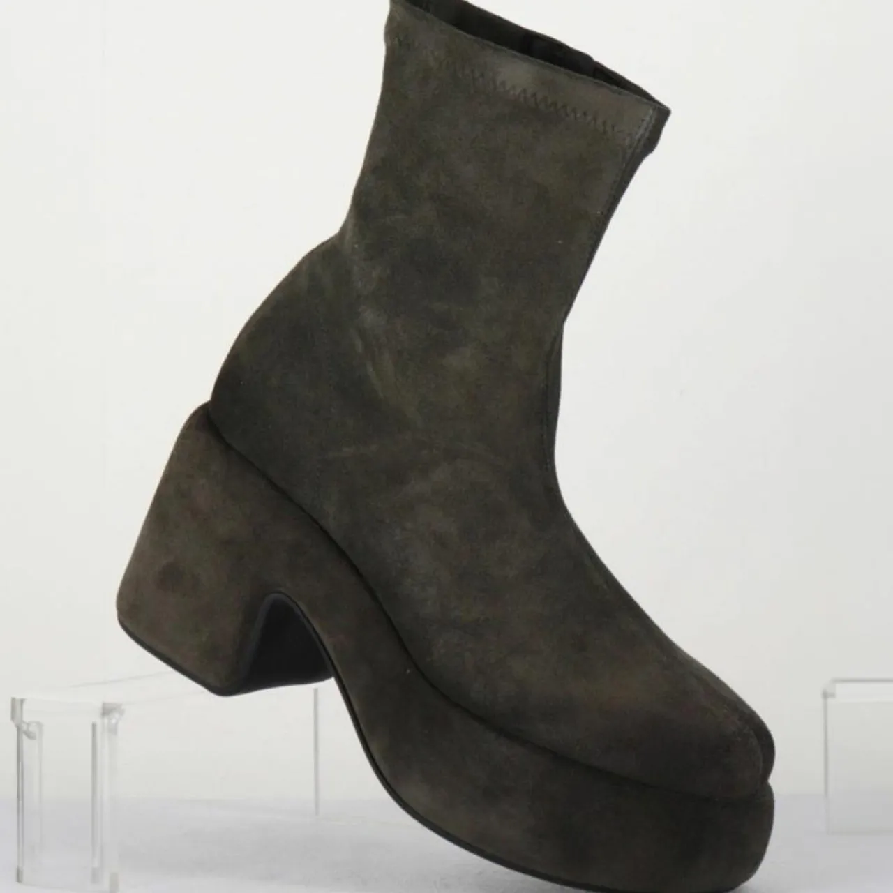Bottines en Velours de Cuir grises - Talon 8 cm