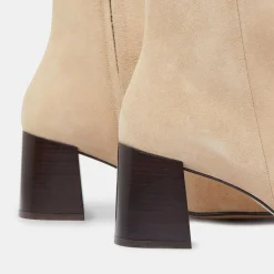 Bottines en Velours de Cuir beiges - Talon 7 cm