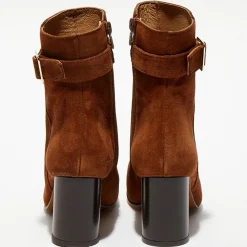 Bottines en Velours de Cuir Pia camel - Talon 7,5 cm