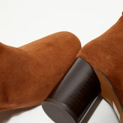 Bottines en Velours de Cuir Pia camel - Talon 7,5 cm