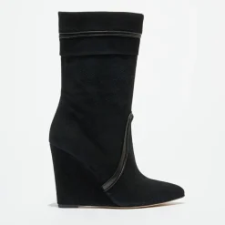 Bottines en Velours de Cuir noires - Talon 10 cm