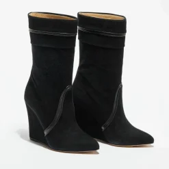 Bottines en Velours de Cuir noires - Talon 10 cm