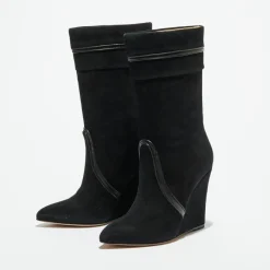 Bottines en Velours de Cuir noires - Talon 10 cm