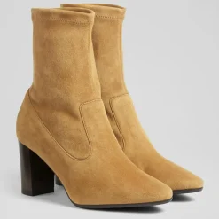 Bottines en Velours de Cuir Alice cognac - talon 7.5 cm