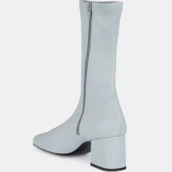 Bottines en Velours de Cuir Maya bleues - Talon 6,5 cm