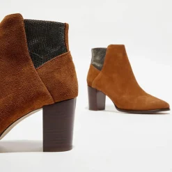 Bottines en Velours de Cuir Molly cognac - Talon 5,5 cm