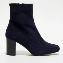 Bottines en Velours de Cuir Ginny marine - Talon 7,5 cm