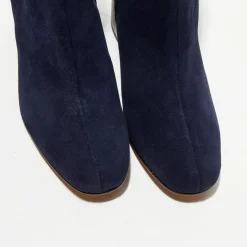 Bottines en Velours de Cuir Ginny marine - Talon 7,5 cm