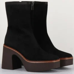 Bottines en Velours de Cuir Carla noires - Talon 9 cm