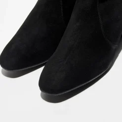 Bottines en Velours de Cuir Accordion noires - Talon 5 cm