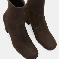 Bottines en Velours de Cuir marron - Talon 8 cm