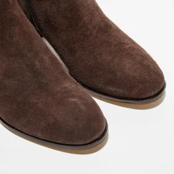 Bottines en Velours de Cuir chocolat - Talon 5 cm