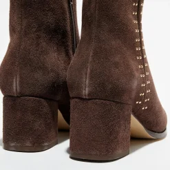 Bottines en Velours de Cuir chocolat - Talon 5 cm