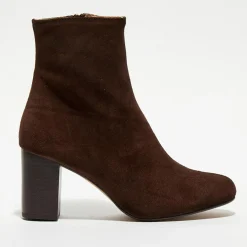 Bottines en Velours de Cuir Ginny marron - Talon 7,5 cm