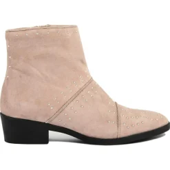 Bottines plates en Velours de Cuir Eleonore beiges