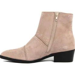 Bottines plates en Velours de Cuir Eleonore beiges