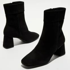 Bottines revers col noires - Talon 7 cm