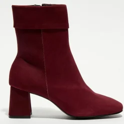 Bottines revers col rouge bordeaux