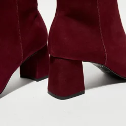 Bottines revers col rouge bordeaux