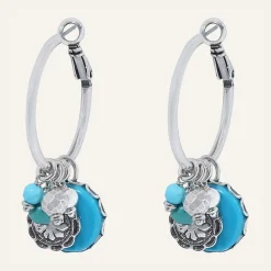 Boucles d'oreilles Amazones Howlite argenté/turquoise