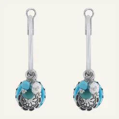 Boucles d'oreilles Amazones Howlite argenté/turquoise