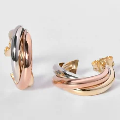 Boucles d'oreilles créoles or tricolore