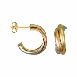 Boucles d'oreilles créoles or tricolore