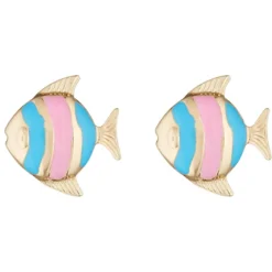 Boucles d'oreilles enfant Poisson heureux or jaune