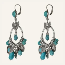 Boucles d'oreilles L'Essence du Coeur Howlite argentées