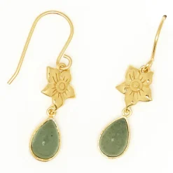 Boucles d'oreilles Louisa Aventurine en laiton doré