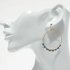 Boucles d'Oreilles Roberta Jade bleu en laiton doré