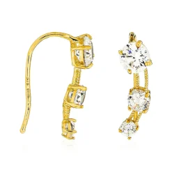 Boucles d'oreilles Trio de Pierre or jaune