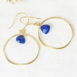 Boucles d'oreilles Véro Lapis Lazuli en laiton doré