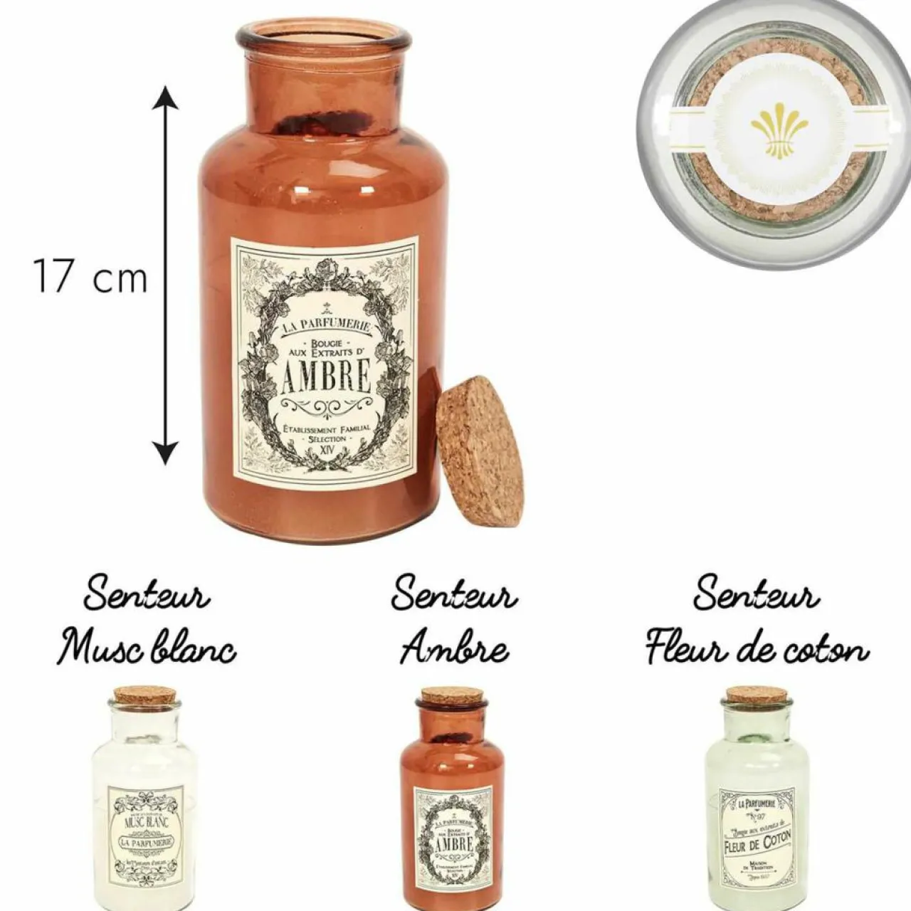 Bougie Parfumée Maison Tradition vert/ rouge/ blanc - 7.8x17x7.8 cm