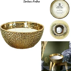 Bougie Parfumée Martelée dorée - 5 méches - 21x9.5x21 cm