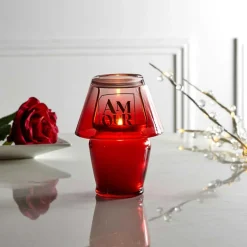 Bougie Parfumee Lampe Amour rouge - 9.7x12.5x9.7 cm