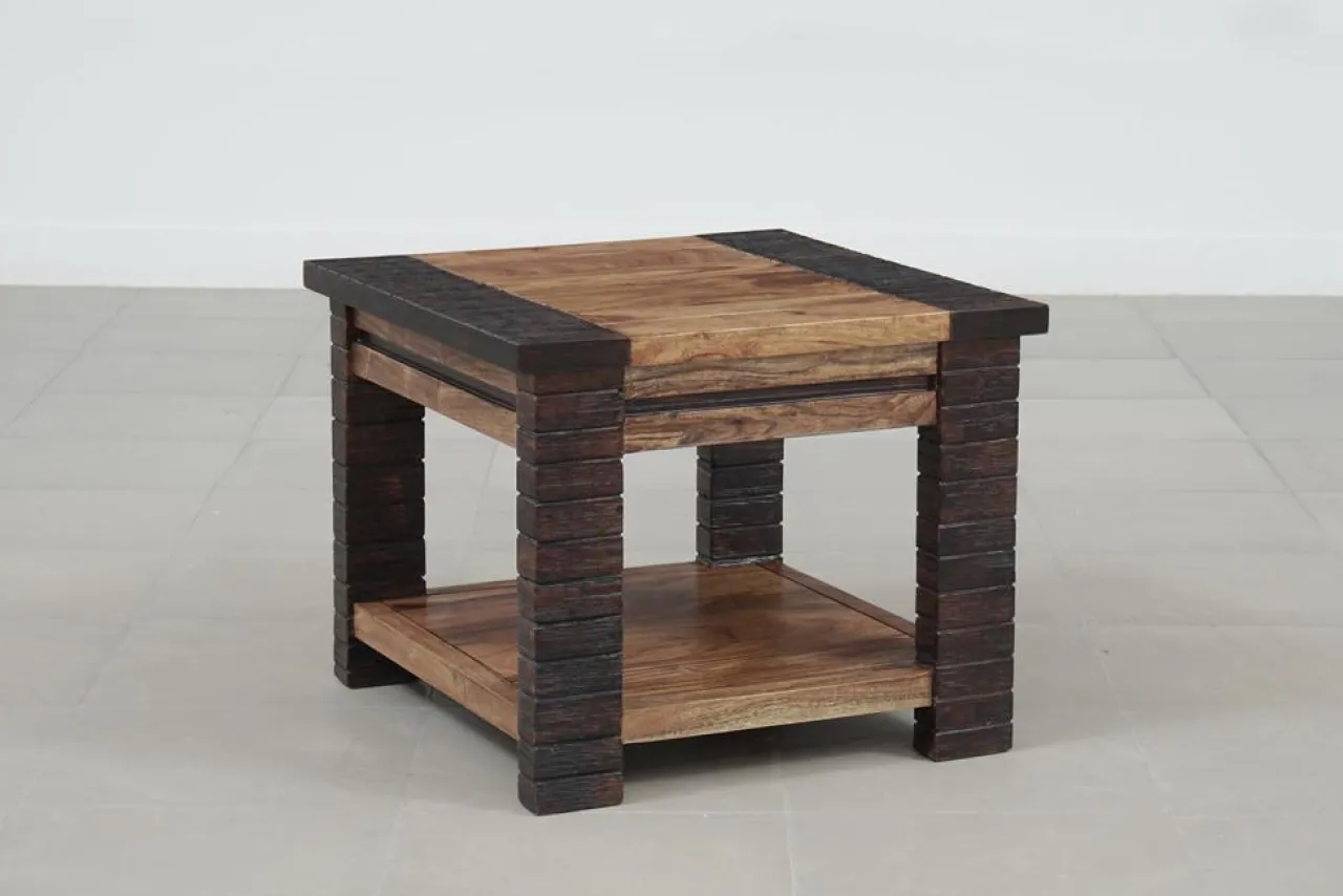 Bout de canapé Bois Massif Acacia Moon Marron - 50x50x40 cm