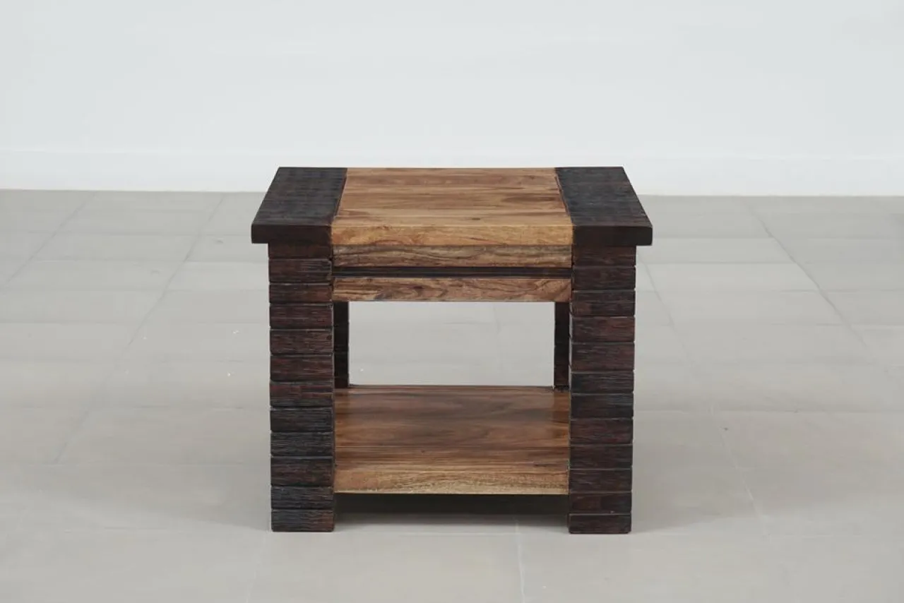 Bout de canapé Bois Massif Acacia Moon Marron - 50x50x40 cm