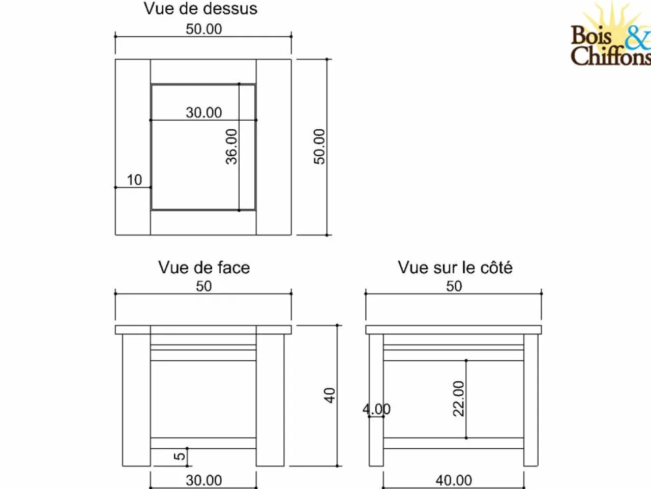Bout de canapé Bois Massif Acacia Moon Marron - 50x50x40 cm