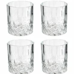 Bouteille whisky et 4 verres transparente - 9x9x24 cm