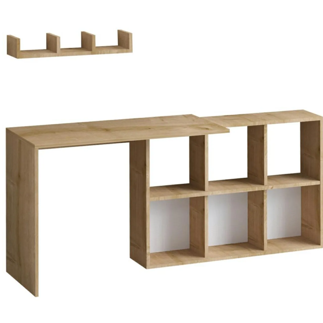 Bureau + etagère blake chêne - 74x145x45 cm