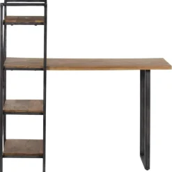 Bureau avec étagère manguier stockholm noir - 130x60x130 cm