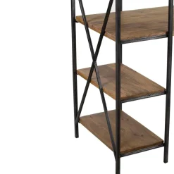 Bureau avec étagère manguier stockholm noir - 130x60x130 cm